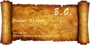 Badar Olivér névjegykártya